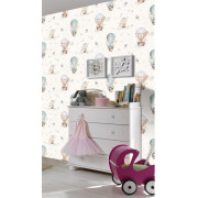 Papier peint intissé Montgolfière bleu - Kids World II - Rasch - 300512
