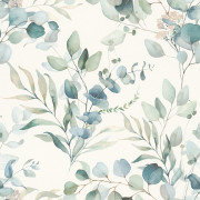 Papier peint intissé Eucalyptus bleu vert - Kids World II - Rasch - 300215