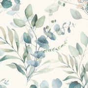 Papier peint intissé Eucalyptus bleu vert - Kids World II - Rasch - 300215