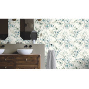 Papier peint intissé Eucalyptus bleu vert - Kids World II - Rasch - 300215