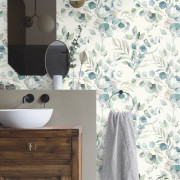 Papier peint intissé Eucalyptus bleu vert - Kids World II - Rasch - 300215