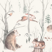 Papier peint intissé Animaux de la forêt marron - Kids World II - Rasch - 300048