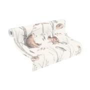 Papier peint intissé Animaux de la forêt marron - Kids World II - Rasch - 300048