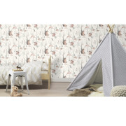 Papier peint intissé Animaux de la forêt marron - Kids World II - Rasch - 300048