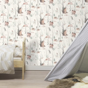 Papier peint intissé Animaux de la forêt marron - Kids World II - Rasch - 300048