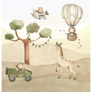 Panoramique intissé Safari sable - 265X280cm - Kids World II - Rasch - 368000