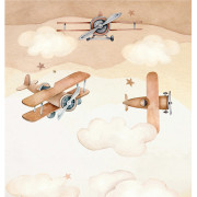 Panoramique intissé Avion marron - 265X280cm - Kids World II - Rasch - 367973