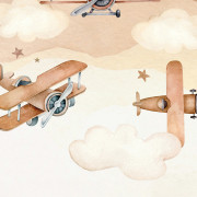 Panoramique intissé Avion marron - 265X280cm - Kids World II - Rasch - 367973
