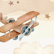 Panoramique intissé Avion marron - 159X280cm - Kids World II - Rasch - 367966