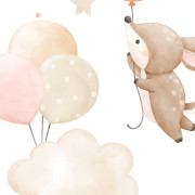 Panoramique intissé Faon Ballon rose - 159X280cm - Kids World II - Rasch - 367959