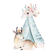 Panoramique intissé Cerf Tipi bleu - 159X280cm - Kids World II - Rasch - 367911