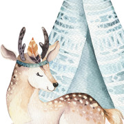 Panoramique intissé Cerf Tipi bleu - 159X280cm - Kids World II - Rasch - 367911