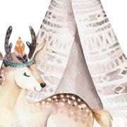 Panoramique intissé Cerf Tipi rose - 159X280cm - Kids World II - Rasch - 367904