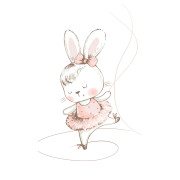 Panoramique intissé Lapine Ballerine - 159X280cm - Kids World II - Rasch - 367898