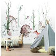 Panoramique intissé Animaux de la forêt - 318X280cm - Kids World II - Rasch - 364903