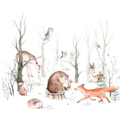 Panoramique intissé Animaux de la forêt - 318X280cm - Kids World II - Rasch - 364903