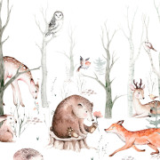 Panoramique intissé Animaux de la forêt - 318X280cm - Kids World II - Rasch - 364903