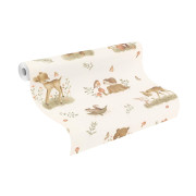 Papier peint intissé Animaux Forêt beige - Kids World II - Rasch - 321104