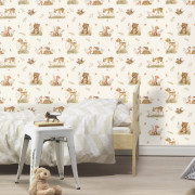 Papier peint intissé Animaux Forêt beige - Kids World II - Rasch - 321104