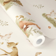 Papier peint intissé Animaux Forêt beige - Kids World II - Rasch - 321104