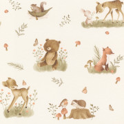 Papier peint intissé Animaux Forêt beige - Kids World II - Rasch - 321104