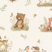 Papier peint intissé Animaux Forêt beige - Kids World II - Rasch - 321104