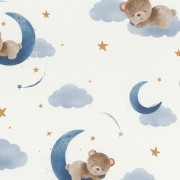 Papier peint intissé Ourson Lune bleu - Kids World II - Rasch - 321005