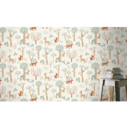 Papier peint intissé Animaux Forêt crème - Kids World II - Rasch - 302813