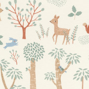 Papier peint intissé Animaux Forêt crème - Kids World II - Rasch - 302813