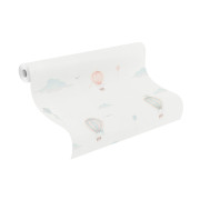 Papier peint intissé Montgolfière bleu rose - Kids World II - Rasch - 302622