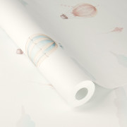 Papier peint intissé Montgolfière bleu rose - Kids World II - Rasch - 302622