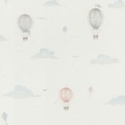 Papier peint intissé Montgolfière bleu rose - Kids World II - Rasch - 302622