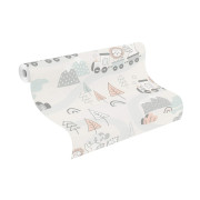 Papier peint intissé Aventure gris - Kids World II - Rasch - 302332