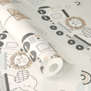 Papier peint intissé Aventure gris - Kids World II - Rasch - 302332