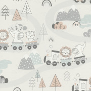 Papier peint intissé Aventure gris - Kids World II - Rasch - 302332