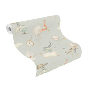 Papier peint intissé Dreaming Fox gris - Kids World II - Rasch - 302226
