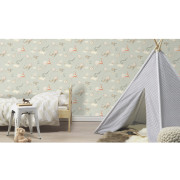 Papier peint intissé Dreaming Fox gris - Kids World II - Rasch - 302226