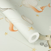 Papier peint intissé Dreaming Fox gris - Kids World II - Rasch - 302226