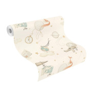 Papier peint intissé Dreaming Fox beige - Kids World II - Rasch - 302219