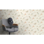 Papier peint intissé Dreaming Fox beige - Kids World II - Rasch - 302219