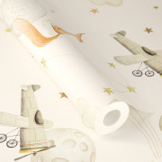 Papier peint intissé Dreaming Fox beige - Kids World II - Rasch - 302219