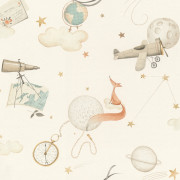 Papier peint intissé Dreaming Fox beige - Kids World II - Rasch - 302219