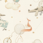 Papier peint intissé Dreaming Fox beige - Kids World II - Rasch - 302219