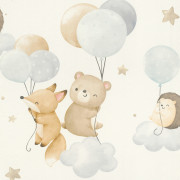 Papier peint intissé Animaux Ballons bleu - Kids World II - Rasch - 302127