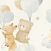 Papier peint intissé Animaux Ballons bleu - Kids World II - Rasch - 302127