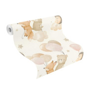 Papier peint intissé Animaux Ballons rose - Kids World II - Rasch - 302110