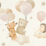 Papier peint intissé Animaux Ballons rose - Kids World II - Rasch - 302110