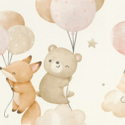 Papier peint intissé Animaux Ballons rose - Kids World II - Rasch - 302110