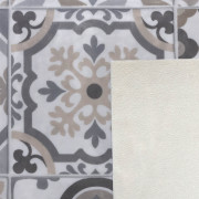 Sol PVC - Carcassonne 529M - Carreaux de ciment beige et gris - Optima Phonitec - Beauflor - rouleau 4M