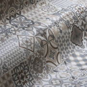 Sol PVC - Carcassonne 529M - Carreaux de ciment beige et gris - Optima Phonitec - Beauflor - rouleau 4M